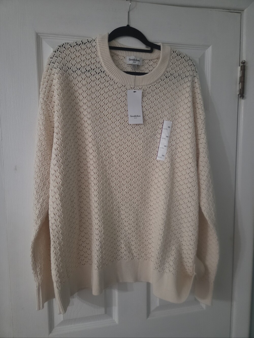 Goodfellow & Co Cream Open-Knit Men's Sweater. XXL